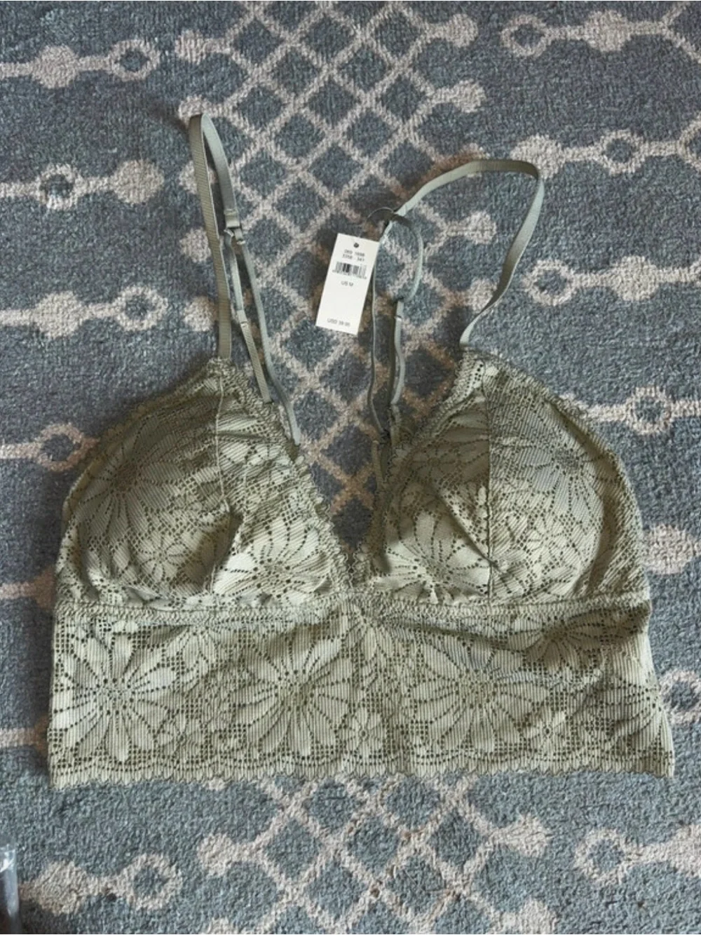Aerie Lace Floral Bralette - Sage Green